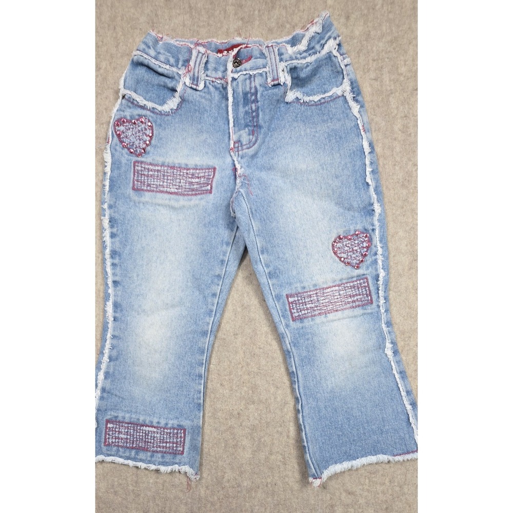 Zana Di Girls Y2K Jeans Size 8, Fringe Distressed Light Wash